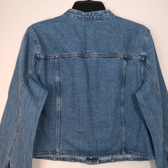 NWT BCBGeneration Contrast Bell Sleeve Light Blue Button Up Denim Jacket size L - Picture 12 of 14